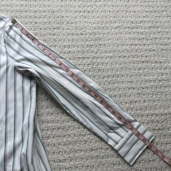 Banana Republic 2025 Cotton Poplin Asymmetrical Shirt Dress Green Stripe Small - Picture 13 of 16